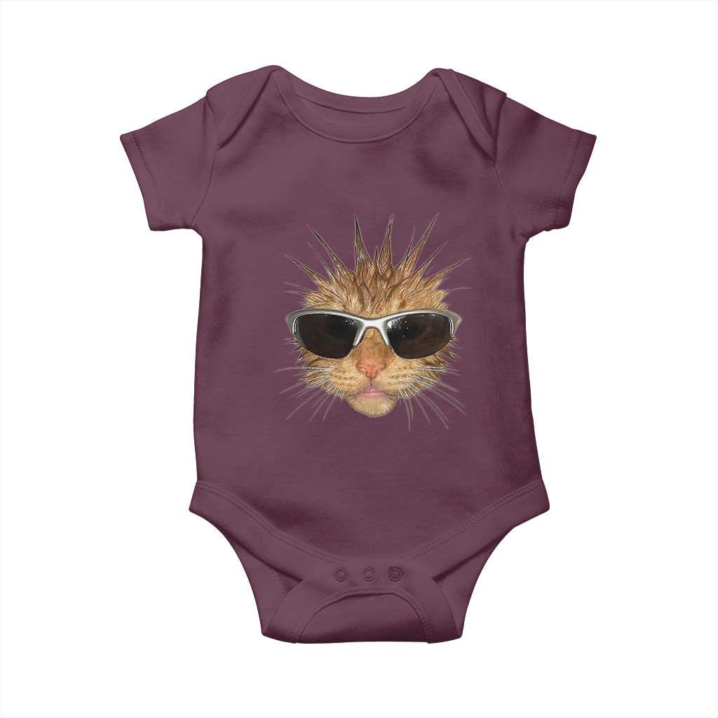Funny Y2k Retro Cat Meme Baby Onesie Vintage Cat Edgy Retro 90s Streetwear TS10 Maroon Print Your Wear