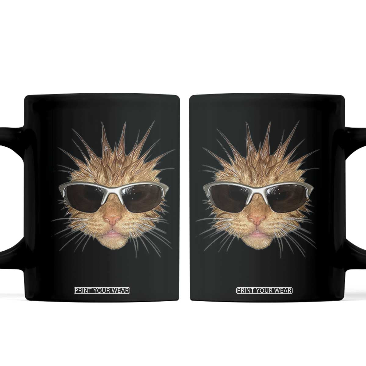 Funny Y2k Retro Cat Meme Coffee Mug Vintage Cat Edgy Retro 90s Streetwear TS10 Black Print Your Wear