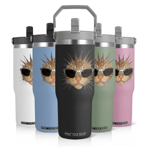 Funny Y2k Retro Cat Meme Flip Straw Tumbler Vintage Cat Edgy Retro 90s Streetwear TS10 Print Your Wear