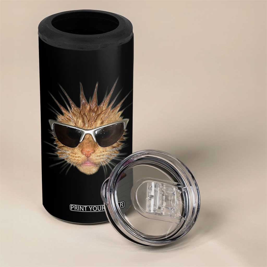 Funny Y2k Retro Cat Meme 4 in 1 Can Cooler Tumbler Vintage Cat Edgy Retro 90s Streetwear TS10 Print Your Wear