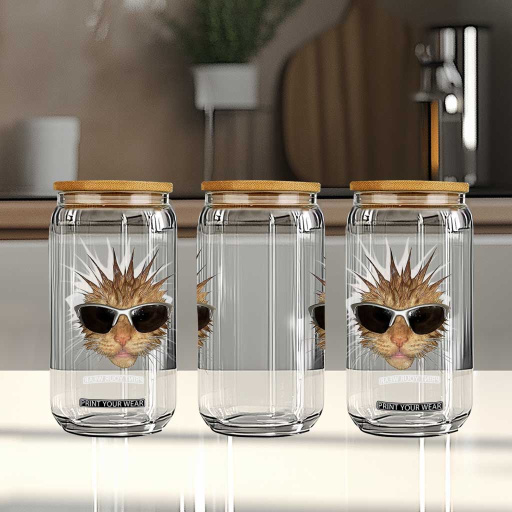 Funny Y2k Retro Cat Meme Glass Can Vintage Cat Edgy Retro 90s Streetwear TS10 Print Your Wear