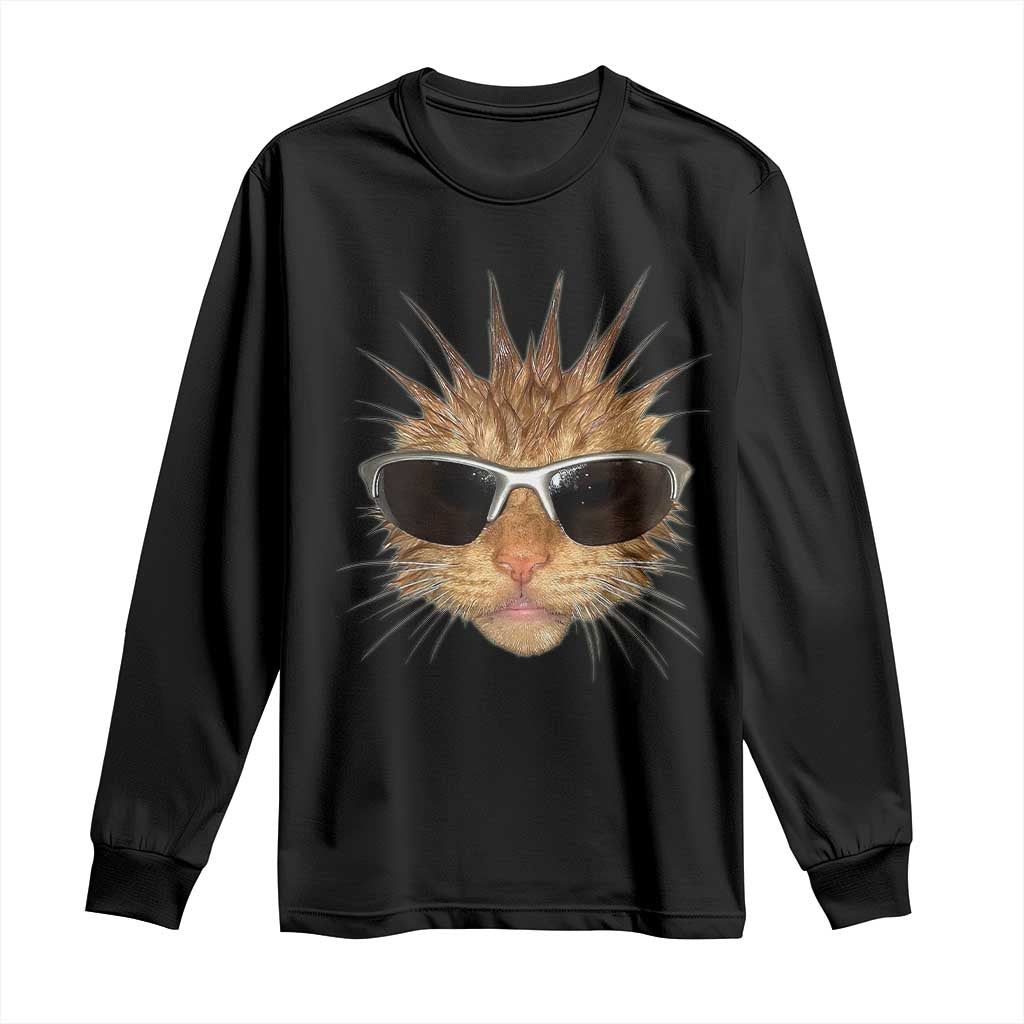 Funny Y2k Retro Cat Meme Long Sleeve Shirt Vintage Cat Edgy Retro 90s Streetwear TS10 Black Print Your Wear