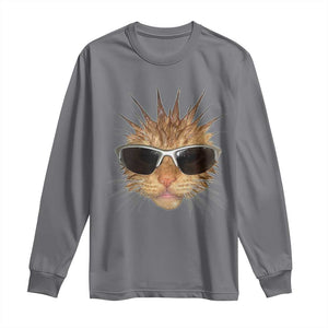 Funny Y2k Retro Cat Meme Long Sleeve Shirt Vintage Cat Edgy Retro 90s Streetwear TS10 Charcoal Print Your Wear
