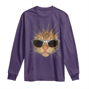 Funny Y2k Retro Cat Meme Long Sleeve Shirt Vintage Cat Edgy Retro 90s Streetwear TS10 Purple Print Your Wear