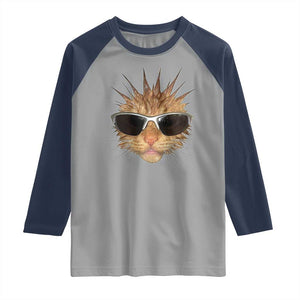 Funny Y2k Retro Cat Meme Raglan Shirt Vintage Cat Edgy Retro 90s Streetwear TS10 Sport Gray Navy Print Your Wear