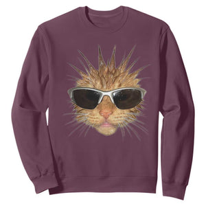 Funny Y2k Retro Cat Meme Sweatshirt Vintage Cat Edgy Retro 90s Streetwear TS10 Maroon Print Your Wear