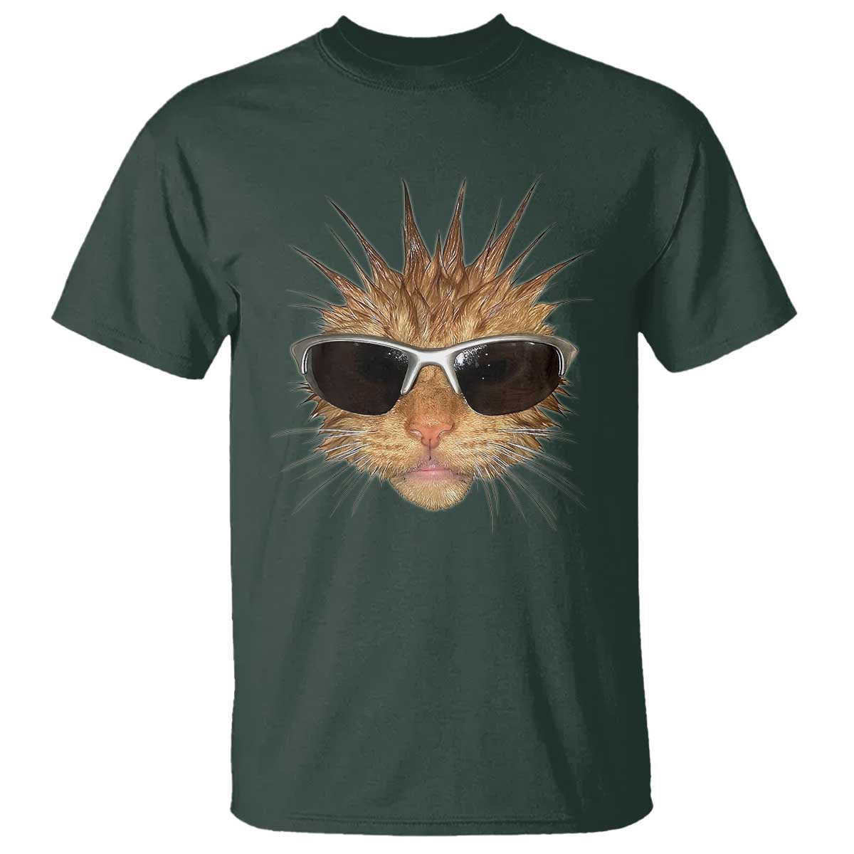 Funny Y2k Retro Cat Meme T Shirt Vintage Cat Edgy Retro 90s Streetwear TS10 Dark Forest Green Print Your Wear