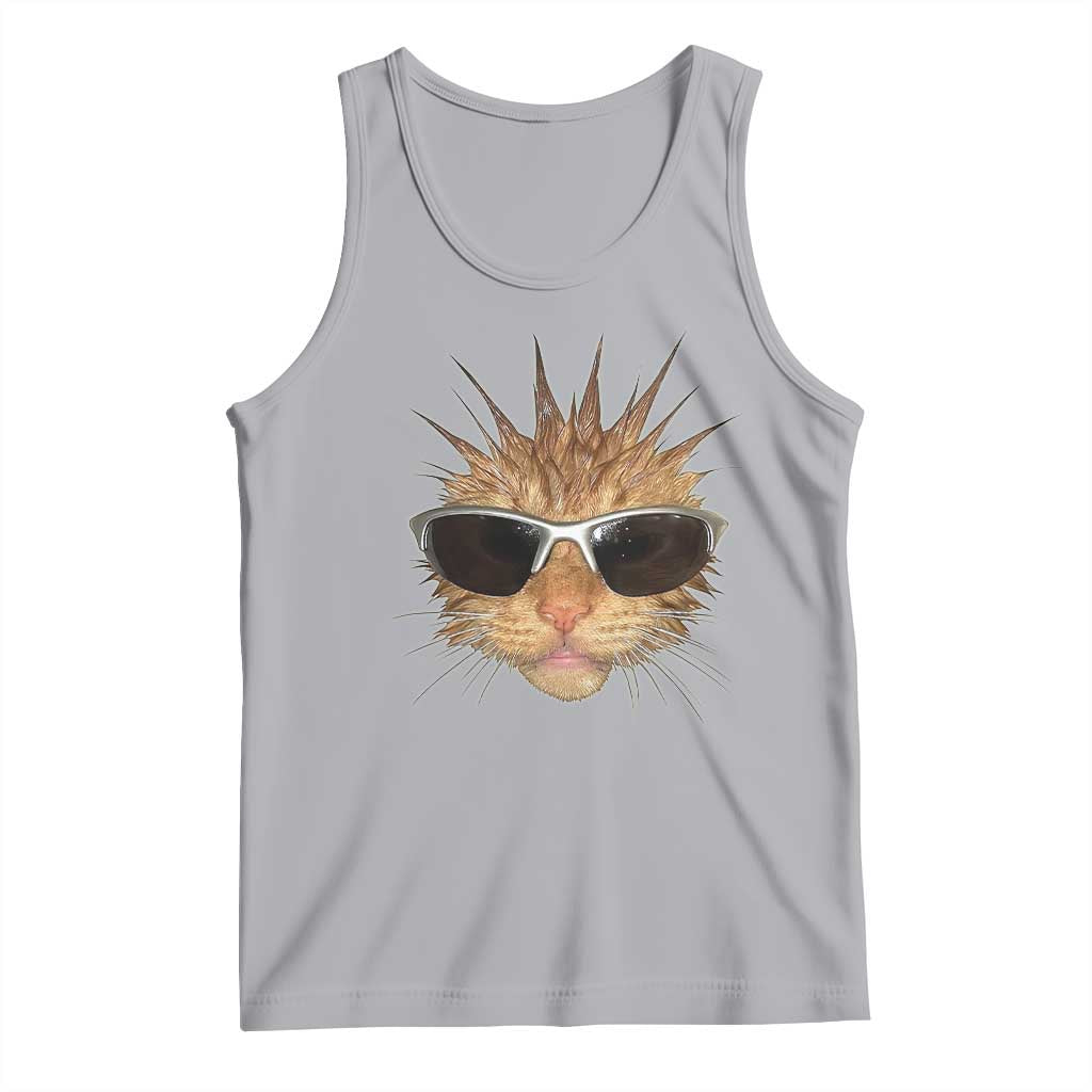 Funny Y2k Retro Cat Meme Tank Top Vintage Cat Edgy Retro 90s Streetwear TS10 Athletic Heather Print Your Wear