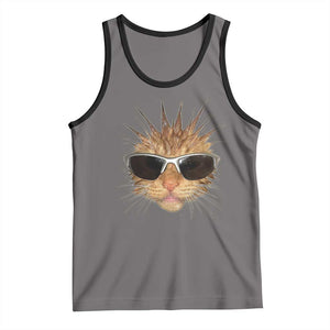 Funny Y2k Retro Cat Meme Tank Top Vintage Cat Edgy Retro 90s Streetwear TS10 Deep Heather Black Print Your Wear