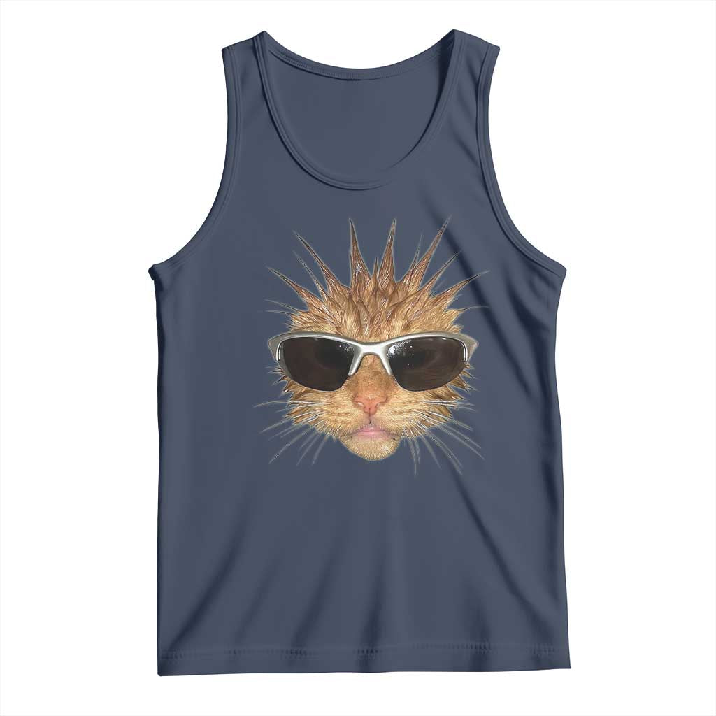 Funny Y2k Retro Cat Meme Tank Top Vintage Cat Edgy Retro 90s Streetwear TS10 Navy Print Your Wear