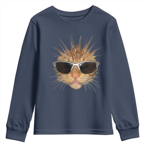 Funny Y2k Retro Cat Meme Youth Sweatshirt Vintage Cat Edgy Retro 90s Streetwear TS10 Navy Print Your Wear