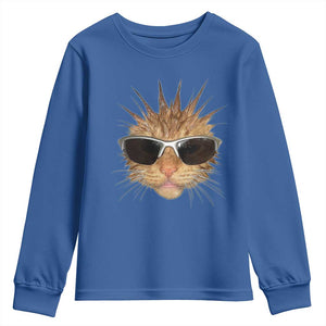 Funny Y2k Retro Cat Meme Youth Sweatshirt Vintage Cat Edgy Retro 90s Streetwear TS10 Royal Blue Print Your Wear