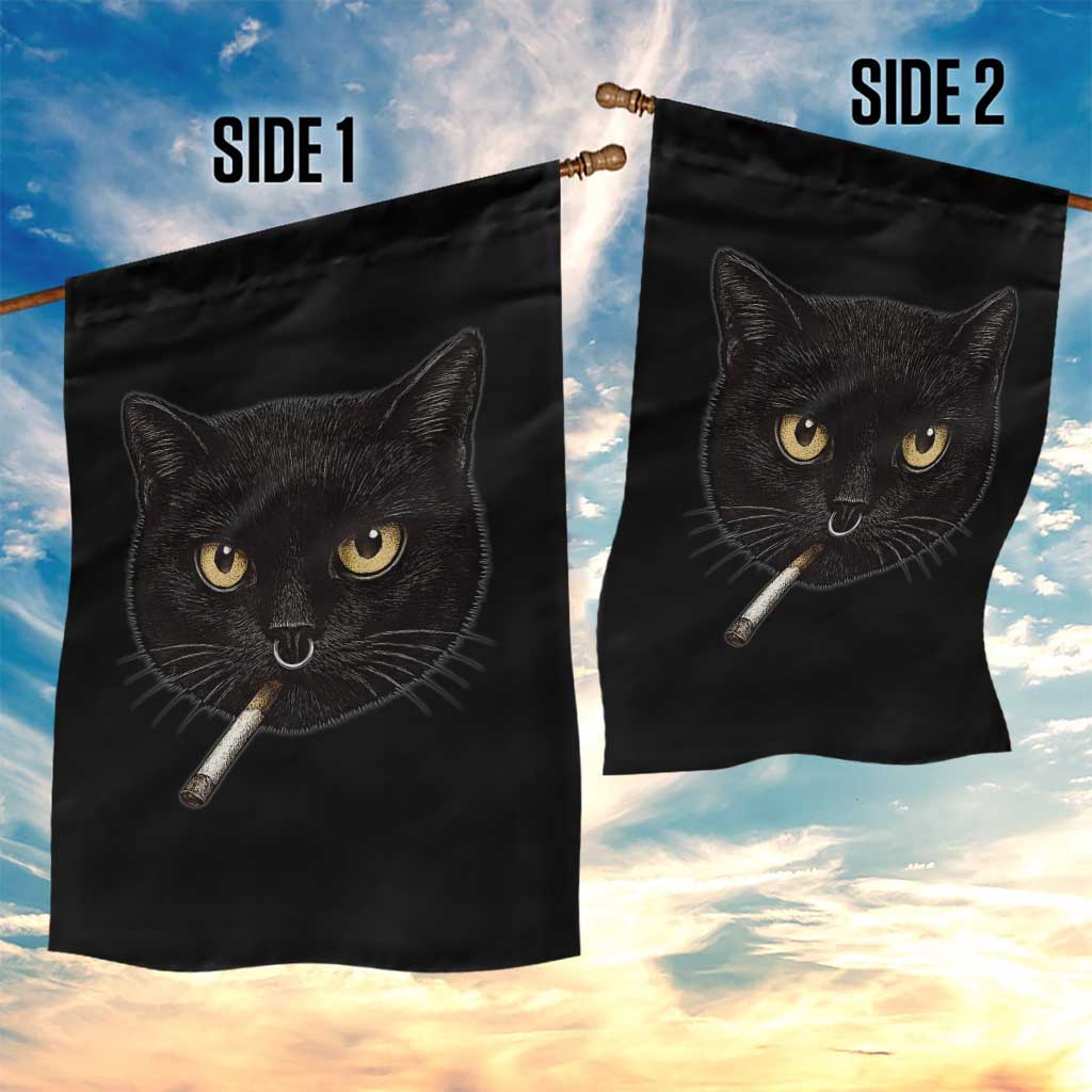 Smoking Cat Y2K Garden Flag Vintage Black Cat Edgy Retro 90s Grunge TS10 Print Your Wear