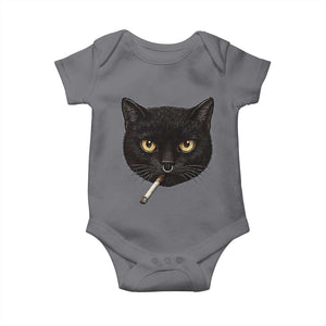 Smoking Cat Y2K Baby Onesie Vintage Black Cat Edgy Retro 90s Grunge TS10 Charcoal Print Your Wear