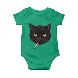 Smoking Cat Y2K Baby Onesie Vintage Black Cat Edgy Retro 90s Grunge TS10 Irish Green Print Your Wear