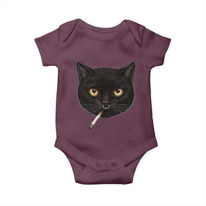 Smoking Cat Y2K Baby Onesie Vintage Black Cat Edgy Retro 90s Grunge TS10 Maroon Print Your Wear