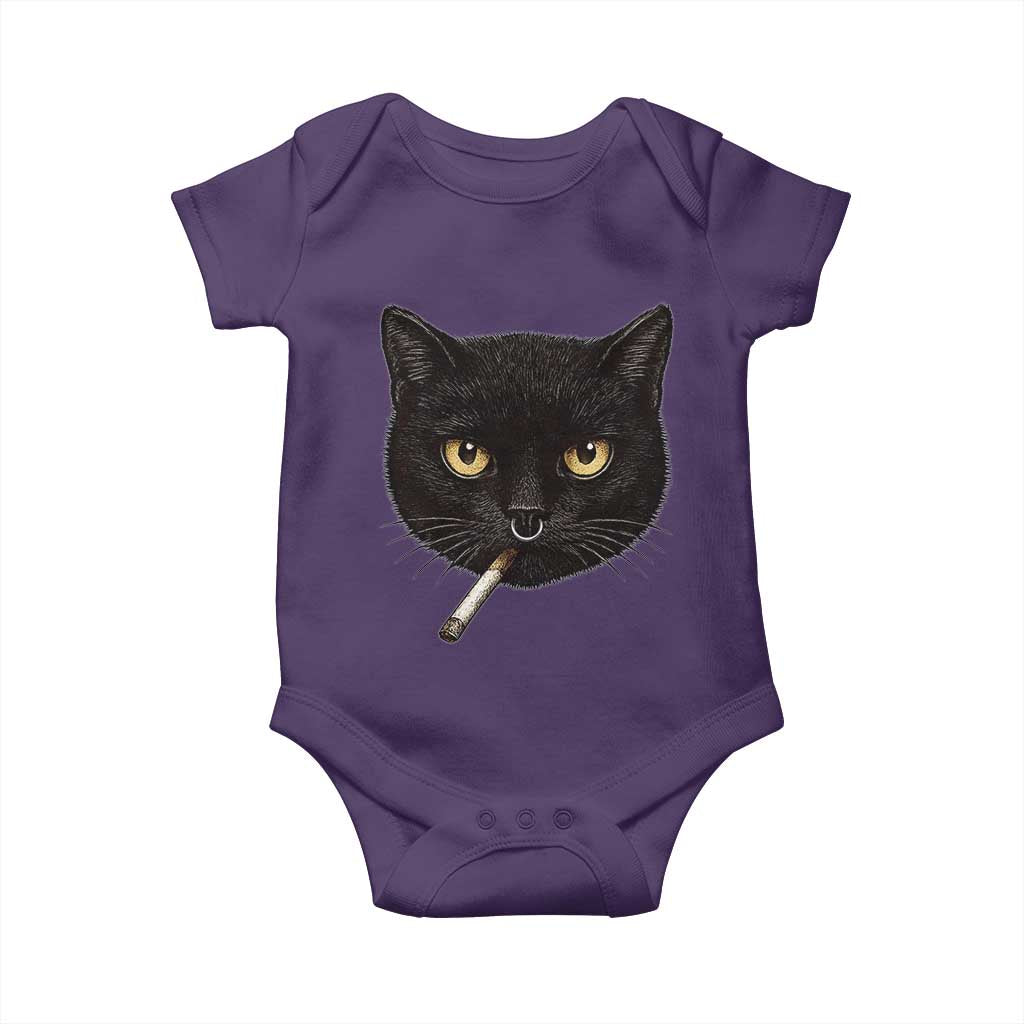 Smoking Cat Y2K Baby Onesie Vintage Black Cat Edgy Retro 90s Grunge TS10 Purple Print Your Wear