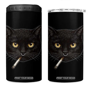 Smoking Cat Y2K 4 in 1 Can Cooler Tumbler Vintage Black Cat Edgy Retro 90s Grunge TS10 One Size: 16 oz Black Print Your Wear