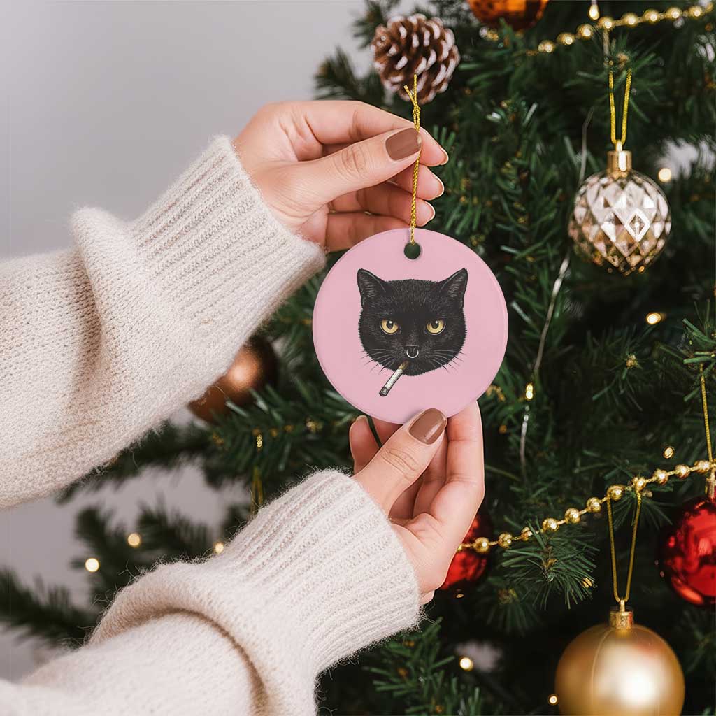 Smoking Cat Y2K Ceramic Ornament Vintage Black Cat Edgy Retro 90s Grunge TS10 1pc Light Pink Print Your Wear