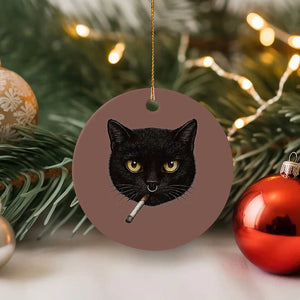 Smoking Cat Y2K Ceramic Ornament Vintage Black Cat Edgy Retro 90s Grunge TS10 1pc Mocha Print Your Wear