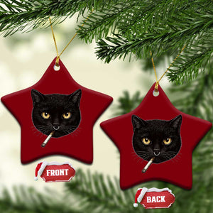 Smoking Cat Y2K Ceramic Ornament Vintage Black Cat Edgy Retro 90s Grunge TS10 Print Your Wear