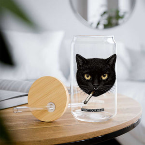 Smoking Cat Y2K Glass Can Vintage Black Cat Edgy Retro 90s Grunge TS10 Print Your Wear