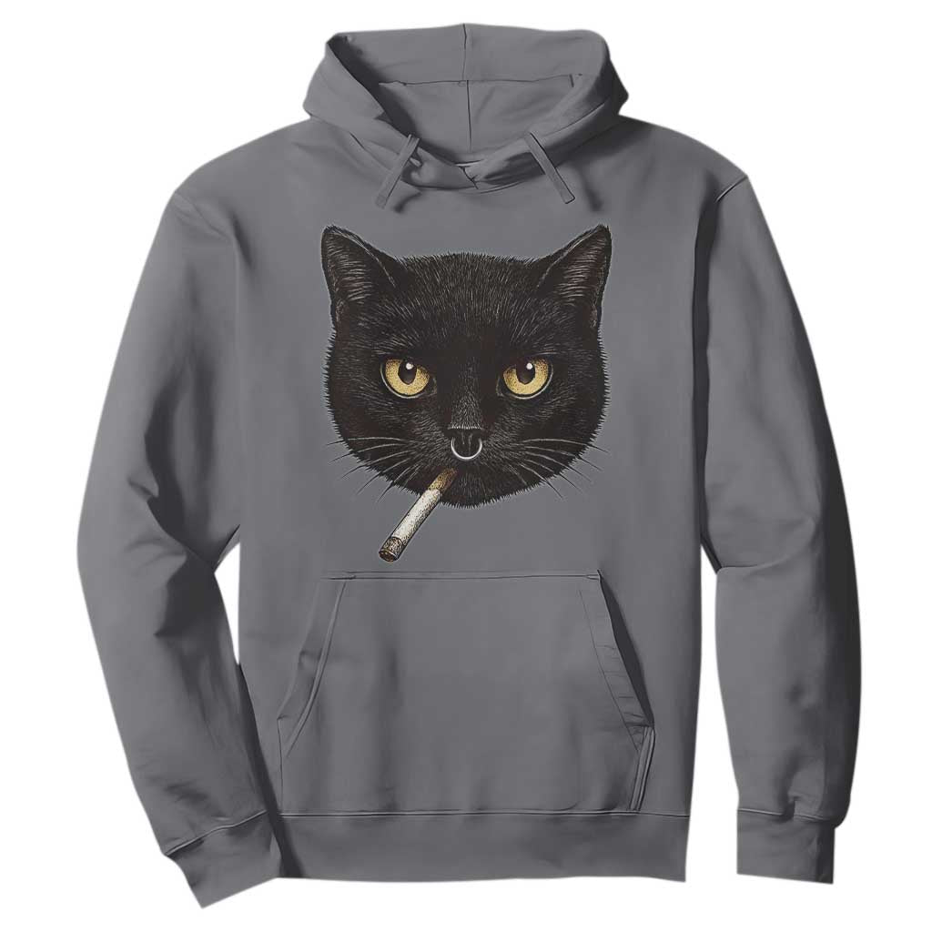 Smoking Cat Y2K Hoodie Vintage Black Cat Edgy Retro 90s Grunge TS10 Charcoal Print Your Wear