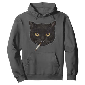 Smoking Cat Y2K Hoodie Vintage Black Cat Edgy Retro 90s Grunge TS10 Dark Heather Print Your Wear