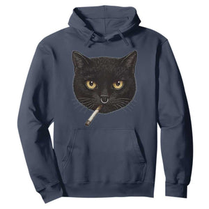 Smoking Cat Y2K Hoodie Vintage Black Cat Edgy Retro 90s Grunge TS10 Navy Print Your Wear
