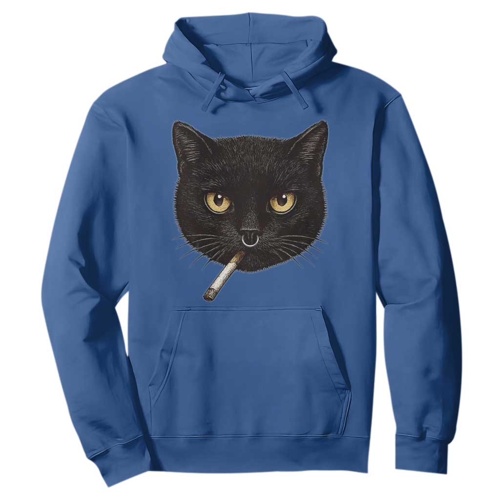 Smoking Cat Y2K Hoodie Vintage Black Cat Edgy Retro 90s Grunge TS10 Royal Blue Print Your Wear