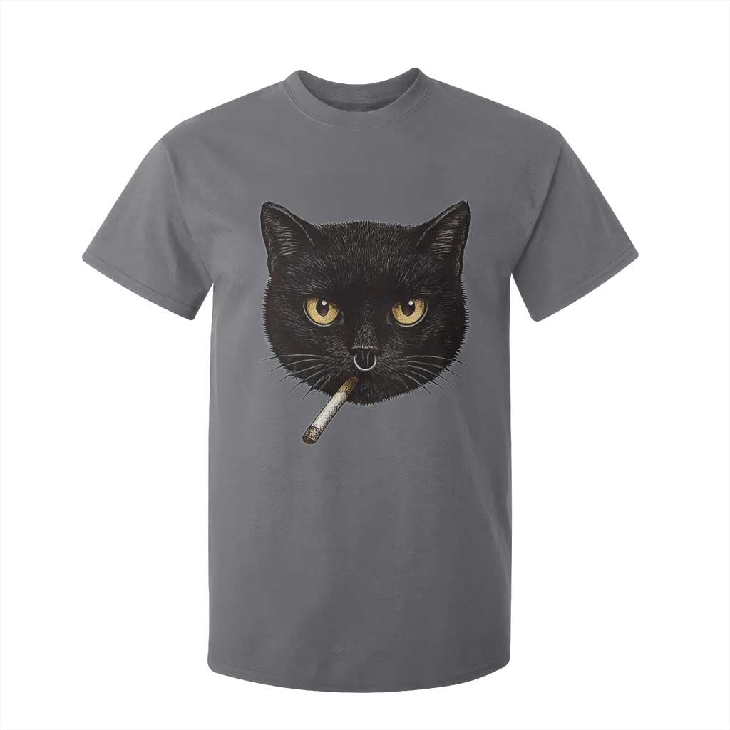 Smoking Cat Y2K T Shirt For Kid Vintage Black Cat Edgy Retro 90s Grunge TS10 Charcoal Print Your Wear