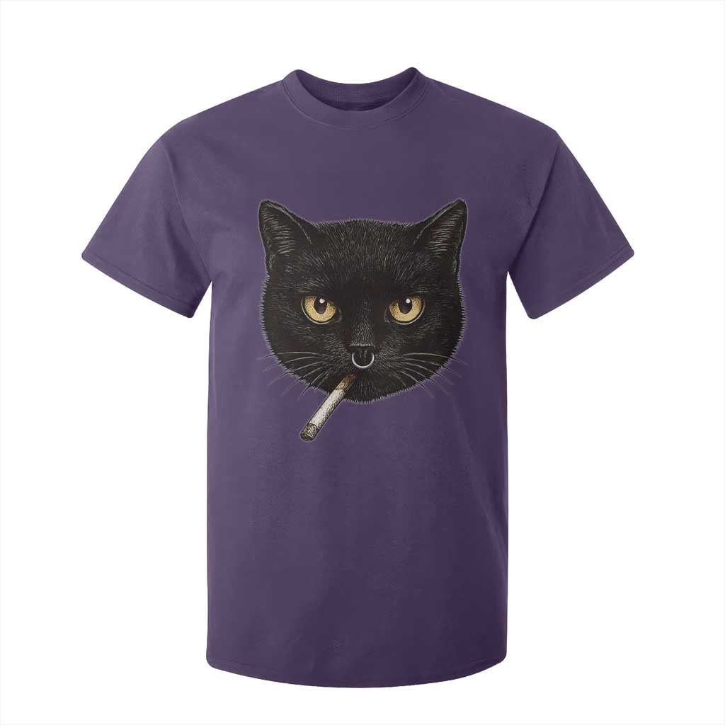 Smoking Cat Y2K T Shirt For Kid Vintage Black Cat Edgy Retro 90s Grunge TS10 Purple Print Your Wear