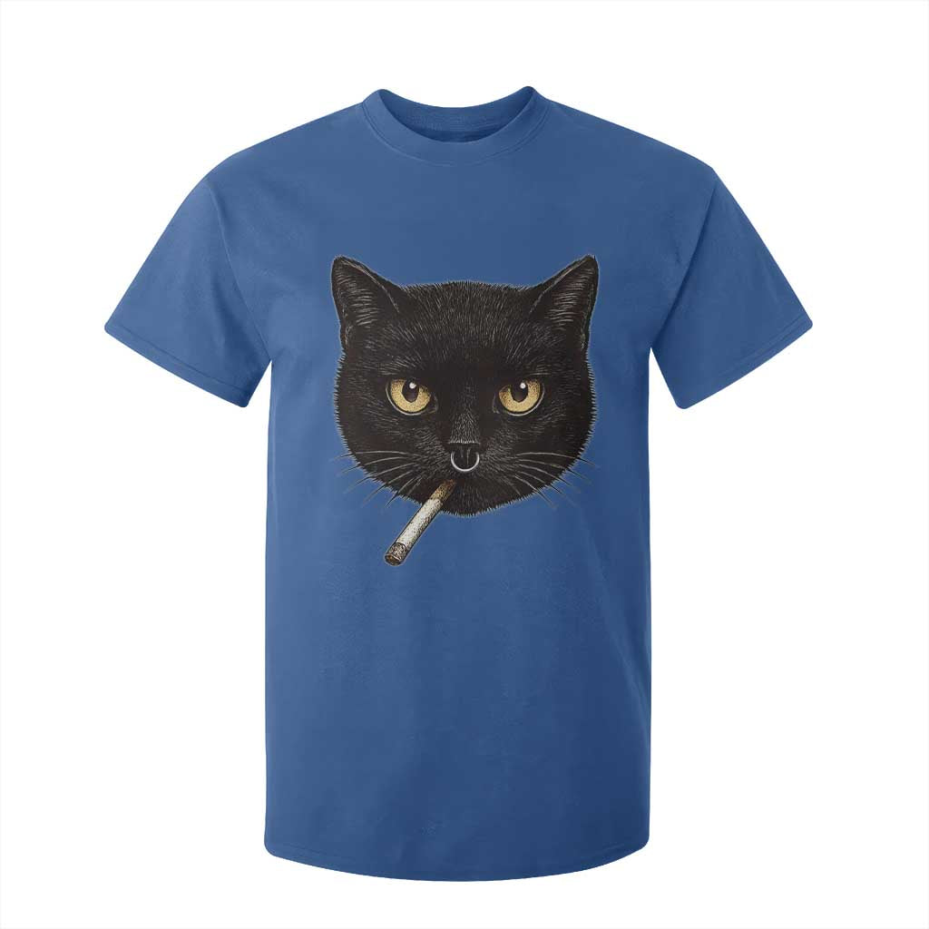 Smoking Cat Y2K T Shirt For Kid Vintage Black Cat Edgy Retro 90s Grunge TS10 Royal Blue Print Your Wear