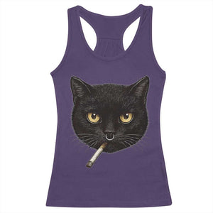 Smoking Cat Y2K Racerback Tank Top Vintage Black Cat Edgy Retro 90s Grunge TS10 Purple Print Your Wear