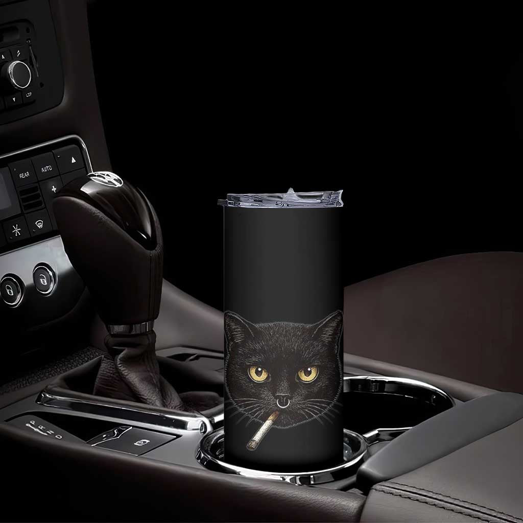 Smoking Cat Y2K Skinny Tumbler Vintage Black Cat Edgy Retro 90s Grunge TS10 Print Your Wear