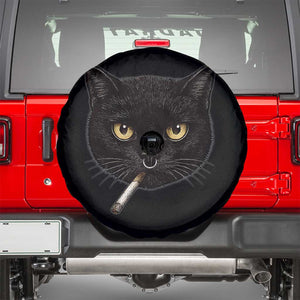 Smoking Cat Y2K Spare Tire Cover Vintage Black Cat Edgy Retro 90s Grunge TS10 Black Print Your Wear