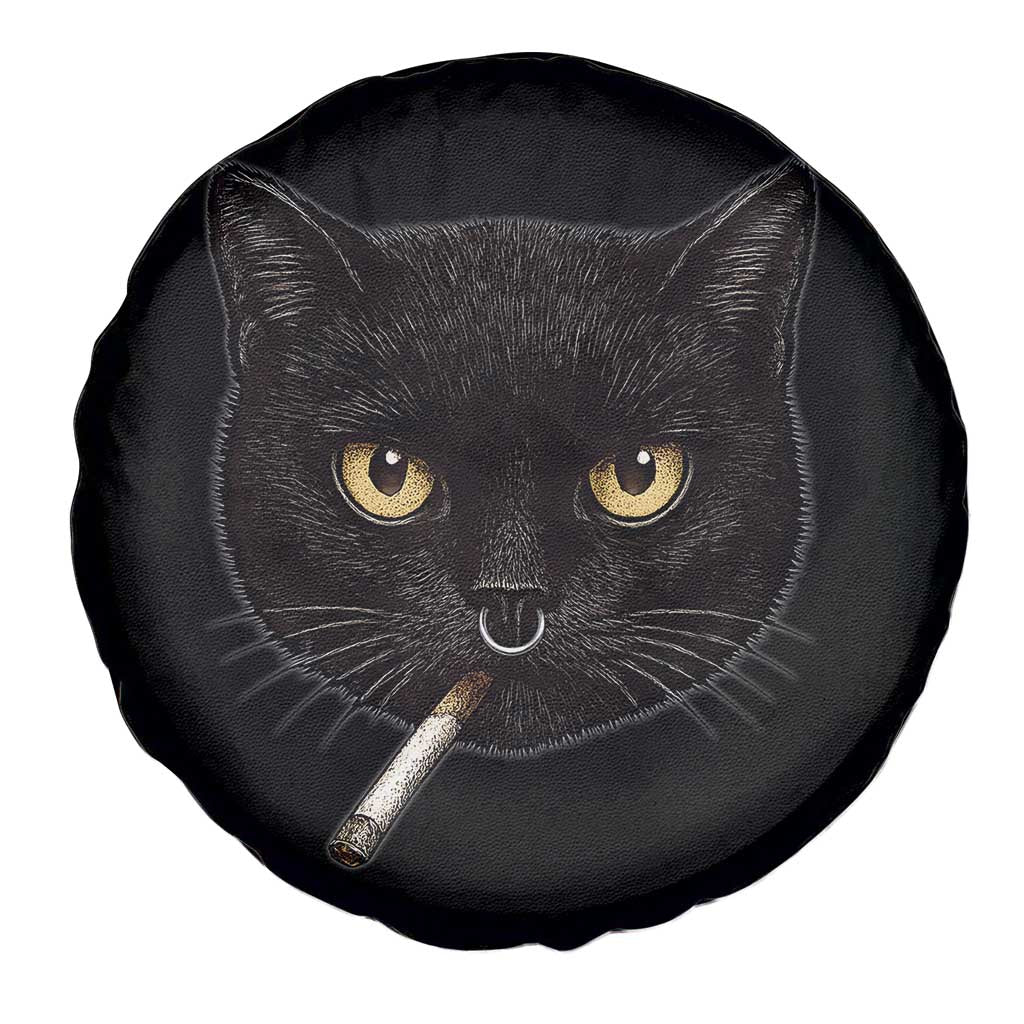 Smoking Cat Y2K Spare Tire Cover Vintage Black Cat Edgy Retro 90s Grunge TS10 Print Your Wear