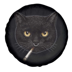 Smoking Cat Y2K Spare Tire Cover Vintage Black Cat Edgy Retro 90s Grunge TS10 Print Your Wear
