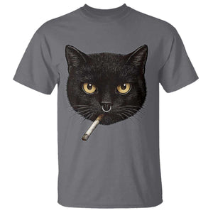 Smoking Cat Y2K T Shirt Vintage Black Cat Edgy Retro 90s Grunge TS10 Charcoal Print Your Wear