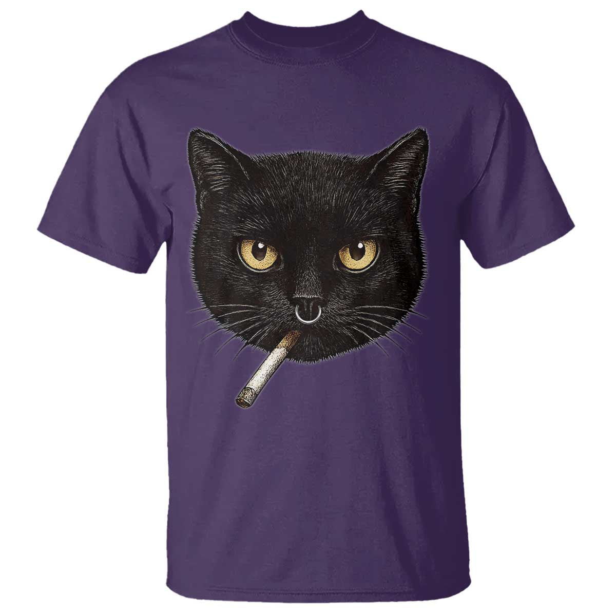 Smoking Cat Y2K T Shirt Vintage Black Cat Edgy Retro 90s Grunge TS10 Purple Print Your Wear