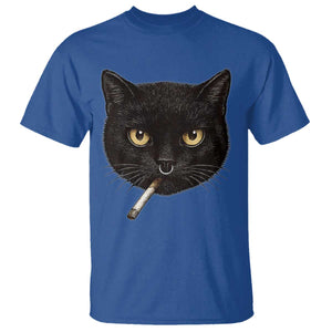 Smoking Cat Y2K T Shirt Vintage Black Cat Edgy Retro 90s Grunge TS10 Royal Blue Print Your Wear