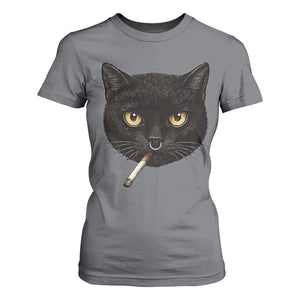 Smoking Cat Y2K T Shirt For Women Vintage Black Cat Edgy Retro 90s Grunge TS10 Charcoal Print Your Wear