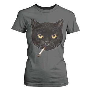 Smoking Cat Y2K T Shirt For Women Vintage Black Cat Edgy Retro 90s Grunge TS10 Dark Heather Print Your Wear