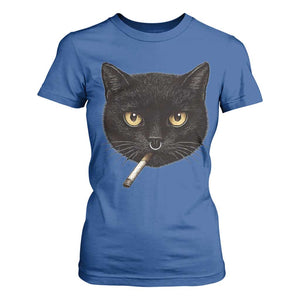 Smoking Cat Y2K T Shirt For Women Vintage Black Cat Edgy Retro 90s Grunge TS10 Royal Blue Print Your Wear