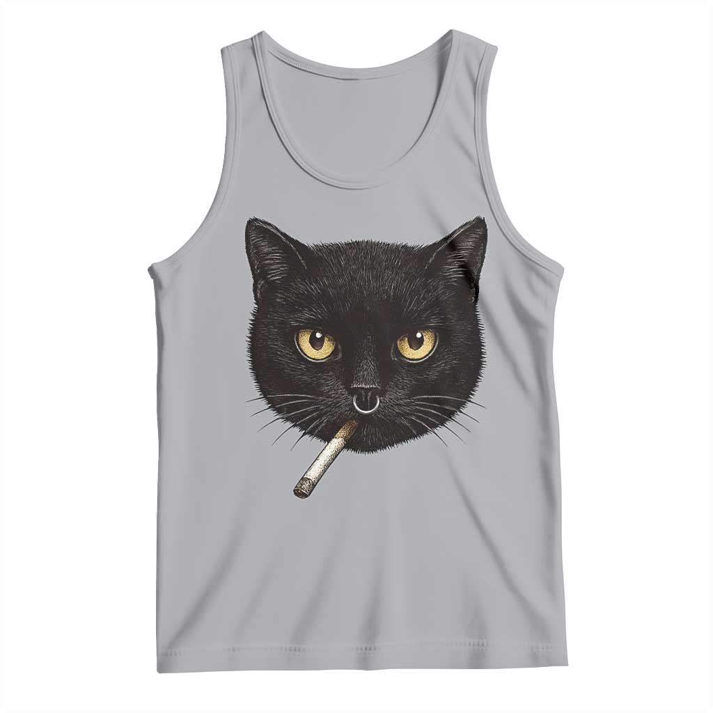 Smoking Cat Y2K Tank Top Vintage Black Cat Edgy Retro 90s Grunge TS10 Athletic Heather Print Your Wear