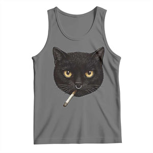 Smoking Cat Y2K Tank Top Vintage Black Cat Edgy Retro 90s Grunge TS10 Black Heather Print Your Wear