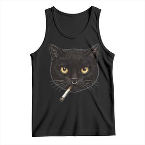 Smoking Cat Y2K Tank Top Vintage Black Cat Edgy Retro 90s Grunge TS10 Black Print Your Wear