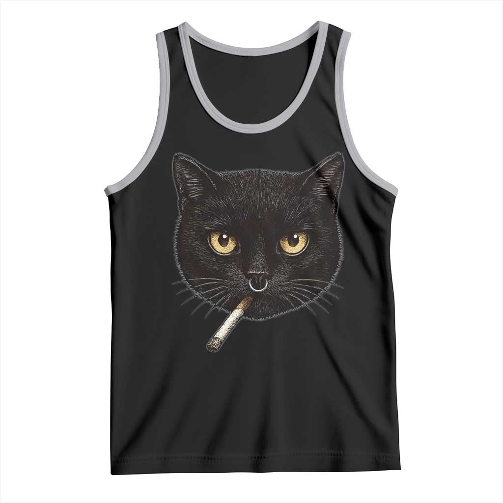 Smoking Cat Y2K Tank Top Vintage Black Cat Edgy Retro 90s Grunge TS10 Black Athletic Heather Print Your Wear