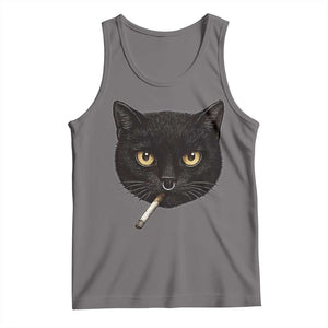 Smoking Cat Y2K Tank Top Vintage Black Cat Edgy Retro 90s Grunge TS10 Deep Heather Print Your Wear