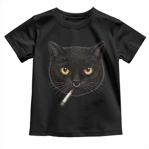 Smoking Cat Y2K Toddler T Shirt Vintage Black Cat Edgy Retro 90s Grunge TS10 Black Print Your Wear